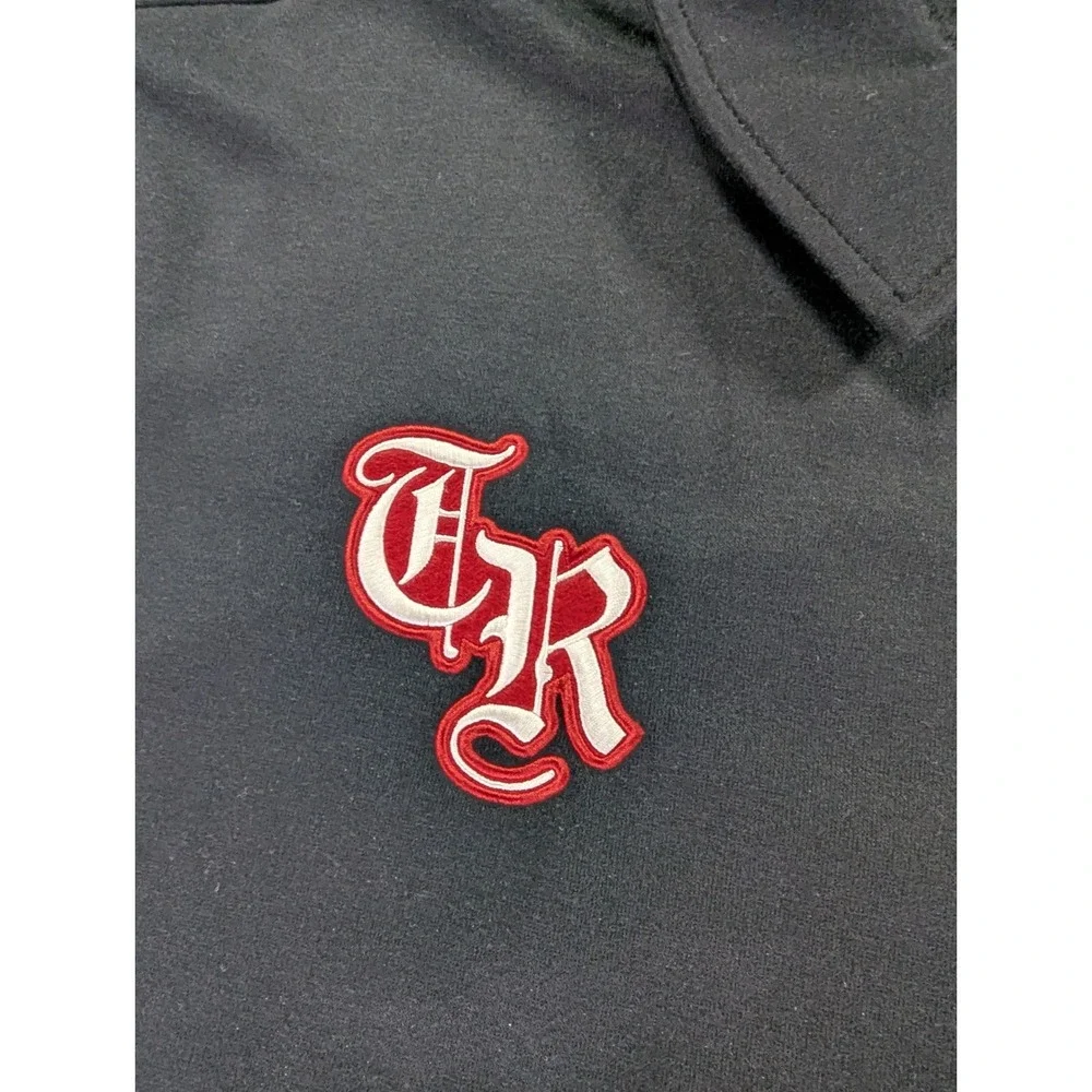 True Religion Collared Patch Fleece Varsity Jacket XL Black White 700581 New